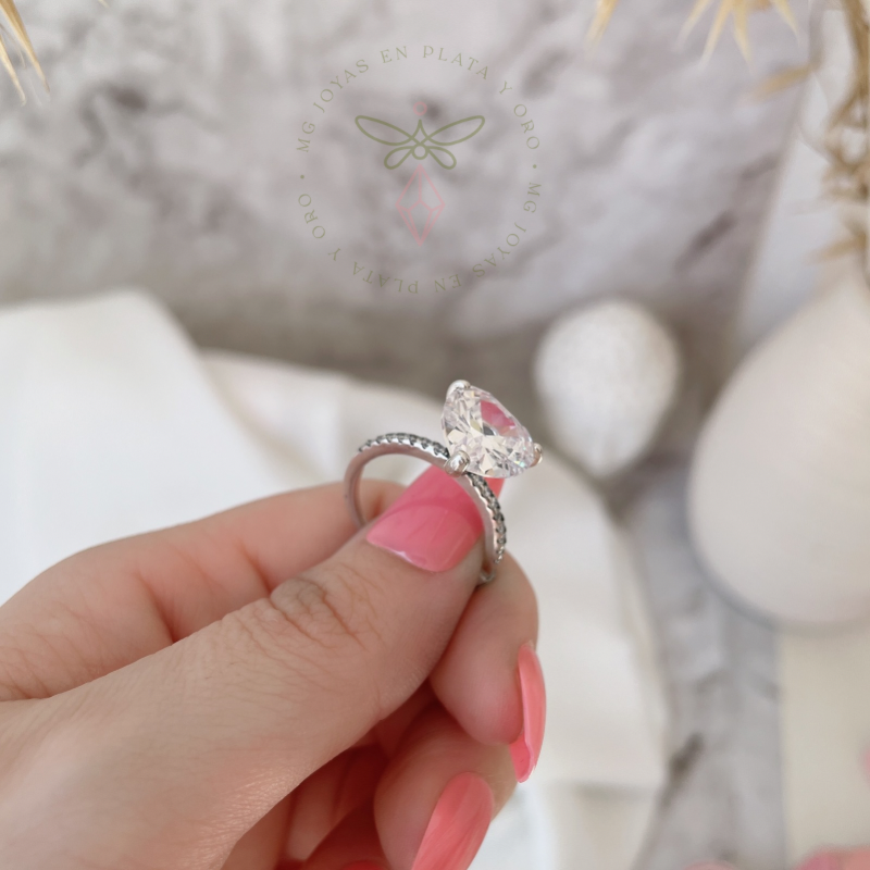Anillo Solitario Corazón - Imagen 2