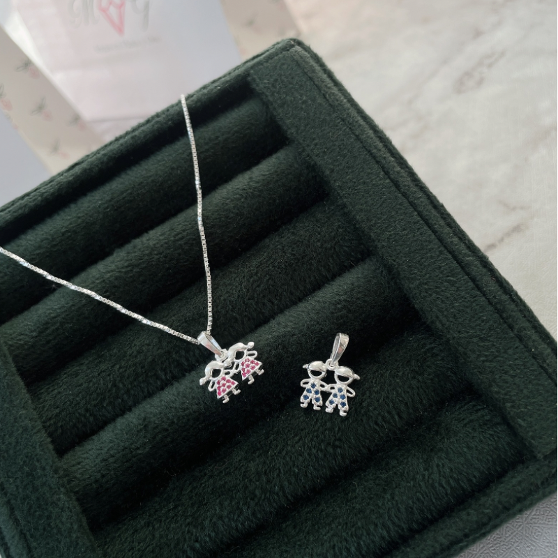 Dije 2 nenas en plata 925 con circonias rosas - Imagen 2