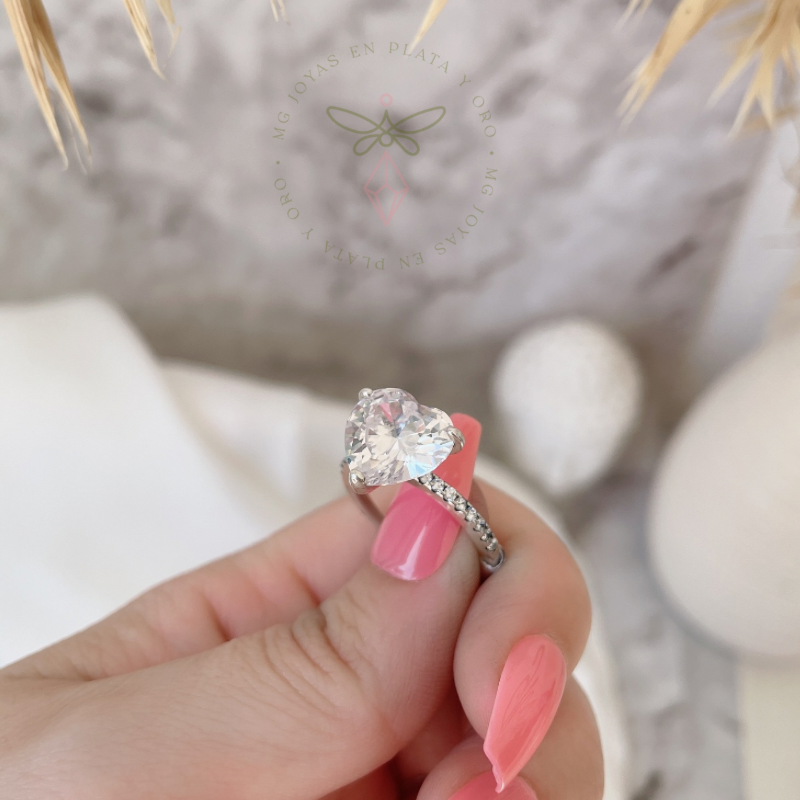 Anillo Solitario Corazón - Imagen 3
