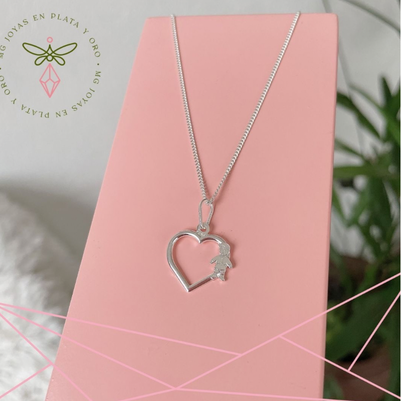 Dije corazón calado con nene - Imagen 2