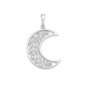 Dije Media Luna Calada Con Detalles Ornamentales