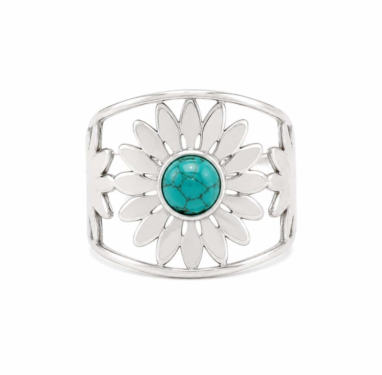 Anillo Flor con Turquesa - Imagen 2