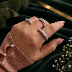 Anillo Bombe Circonias Corazones Calados