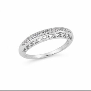 Anillo Bombe Circonias Corazones Calados