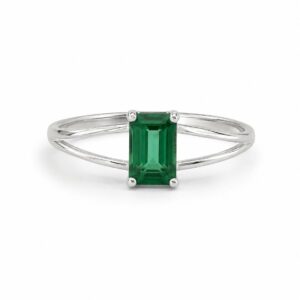 Anillo Circonia Verde Rectangular