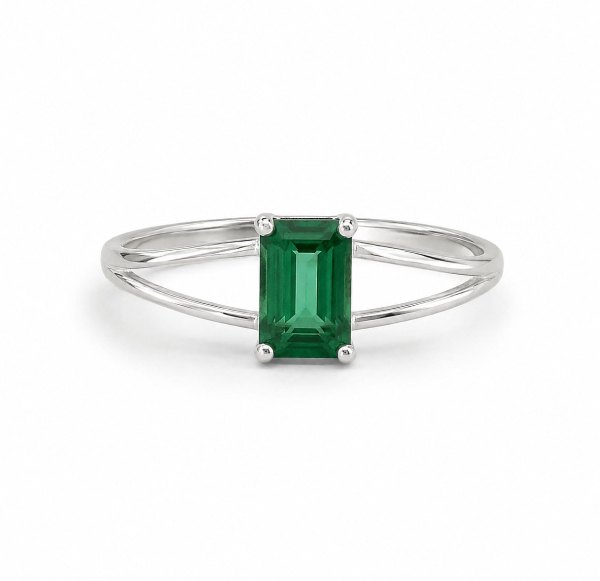 Anillo Circonia Verde Rectangular - Imagen 2