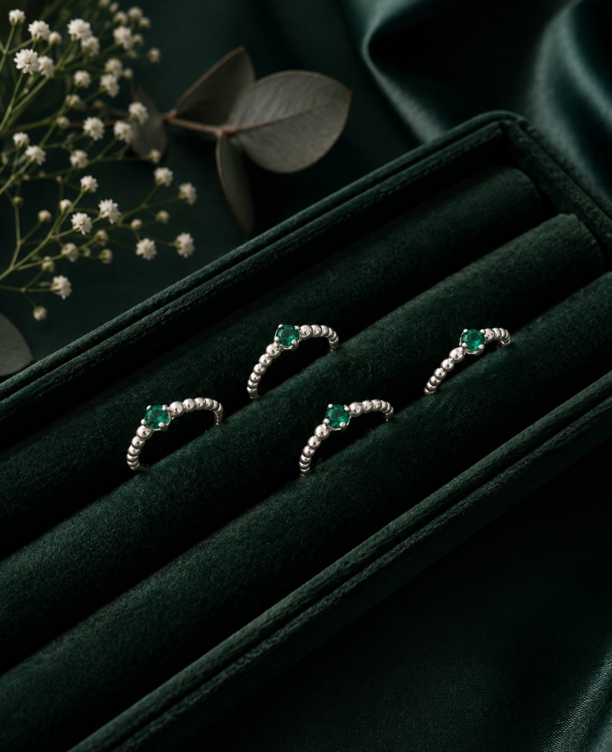Anillo Esferas Circonia Verde - Imagen 2