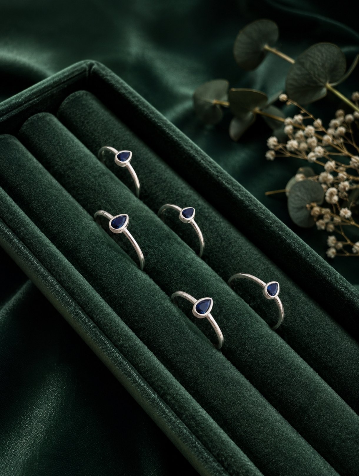 Anillo Gota Circonia Azul - Imagen 2