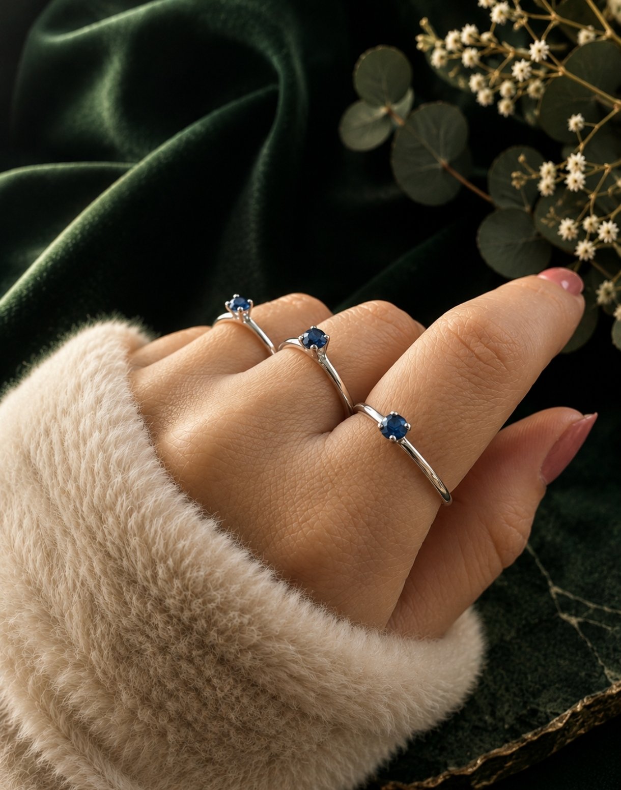 Anillo Solitario Circonia Azul
