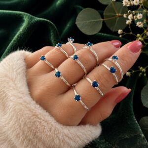 Anillo Solitario Circonia Azul