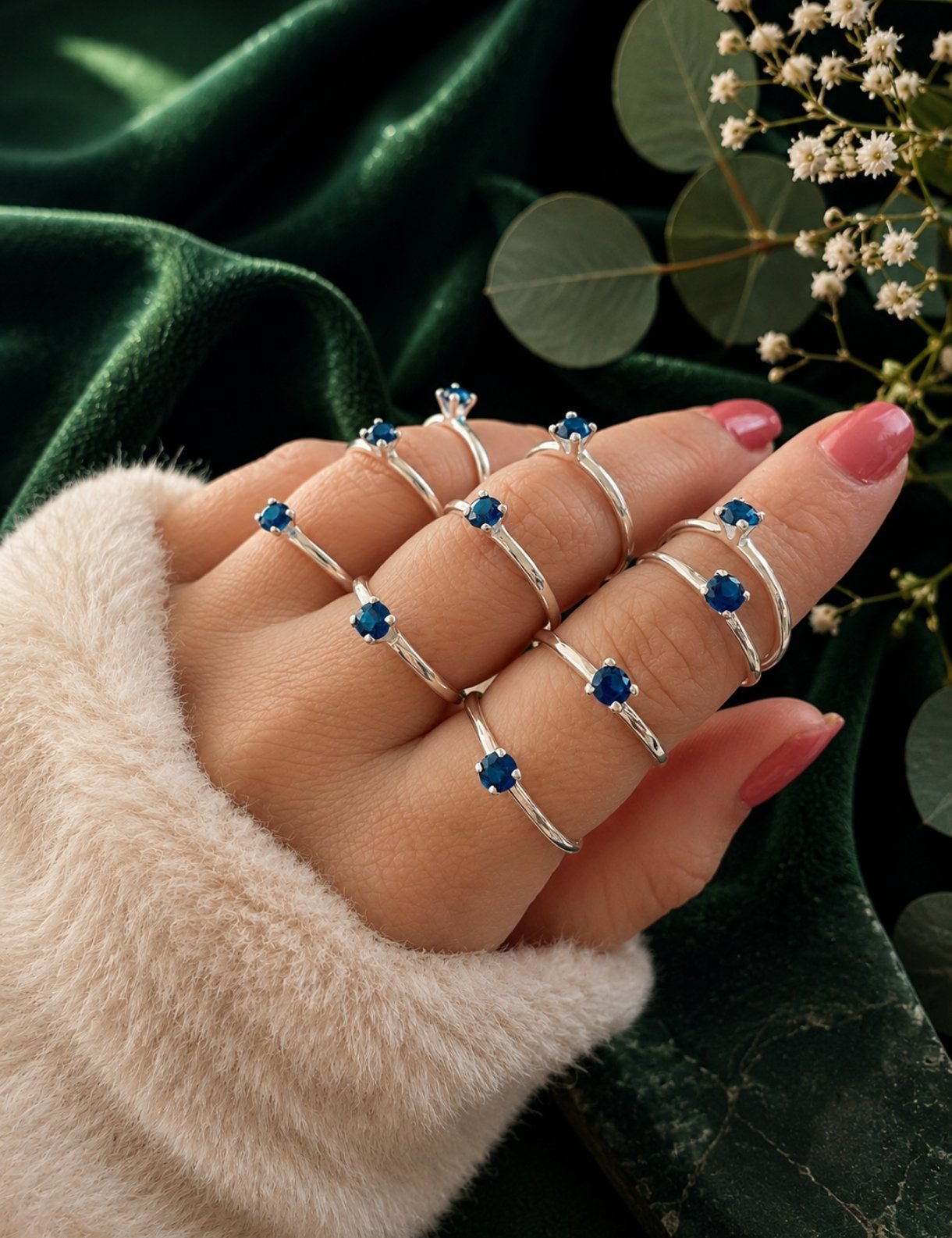 Anillo Solitario Circonia Azul - Imagen 2