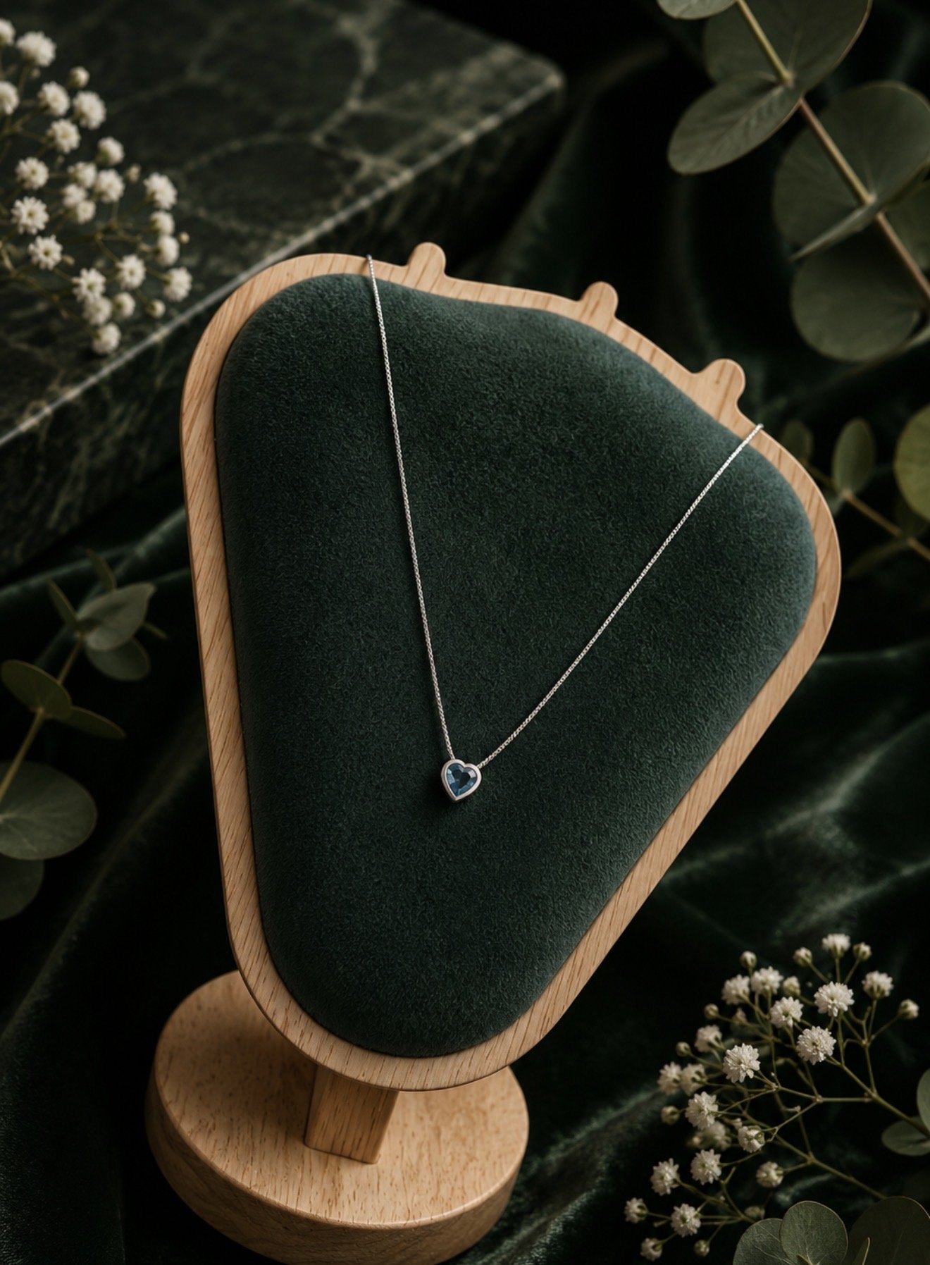 Cadena Corazón Circonia Celeste